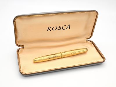 Kosca Writewell - Penna Stilografica in Resina Laminata in Oro Giallo a Guillochè