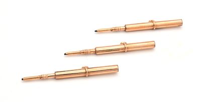 3 Piccoli Portamatita Retrattili in Metallo Laminato in Oro Rosa da Chatelaine con Anellino di So...