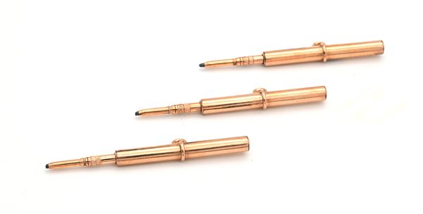 3 piccoli portamatita retrattili in metallo laminato in oro rosa da chatelaine con anellino di sospensione