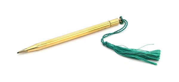 Portamine vintage in metallo laminato in oro giallo scanalato