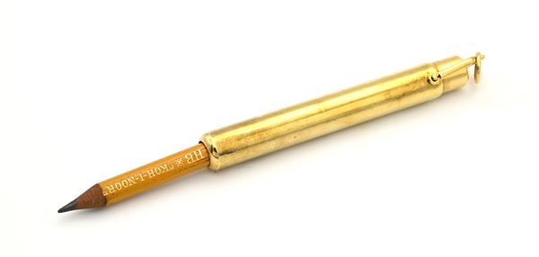 Porta matita a scatto vintage in metallo dorato in oro giallo 18Kt