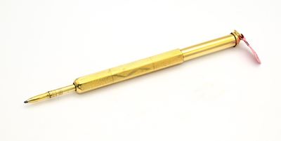 Portamine Telescopico Vintage in Metallo Placcato in Oro Giallo 18 Kt Inciso e Cesellato