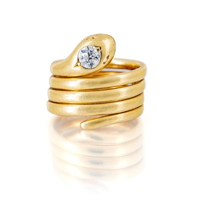 Anello a Serpente in Oro e Brillante
