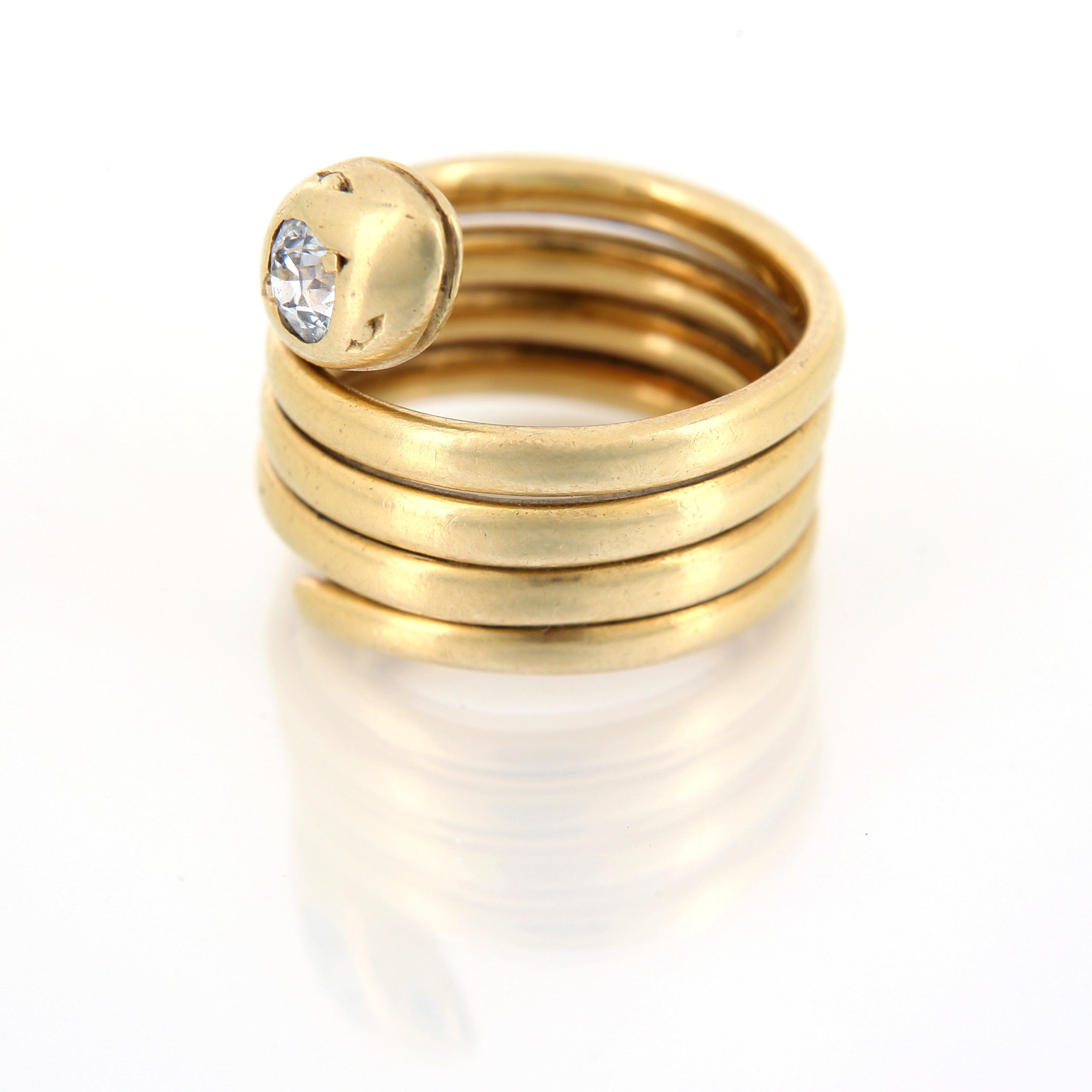 Anello a Serpente in Oro e Brillante