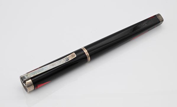 Montblanc Franz Kafka Limited Edition - Penna Stilografica in  in resina trasparente color rosso scuro con cono, clip ed anelli in argento 925/000 Sterling