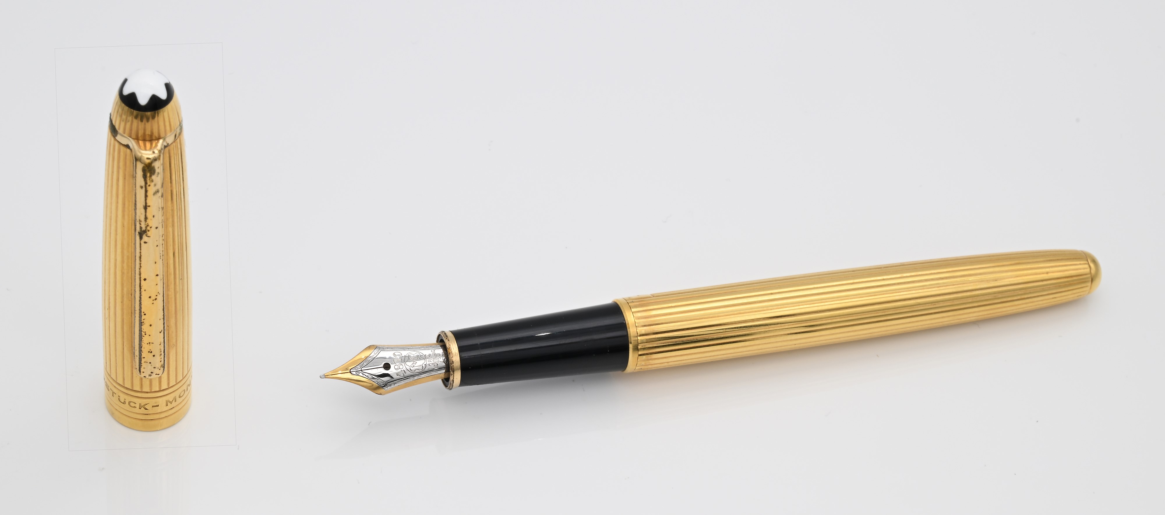 Montblanc Meisterstuck Solitaire Solid Gold 1449 Fountain Pen - Penna Stilografica in oro massicc...