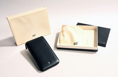 Montblanc Meisterstuck Travel Wallet Pocket & Coin Case in Pelle Nera 16352