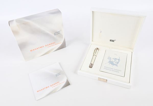 Montblanc Mahatma Gandhi Limited Edition 2140/3000 (105591) - Penna Stilografica in argento 925/000 e lacca bianca con granato mandarino  Mod. 28782