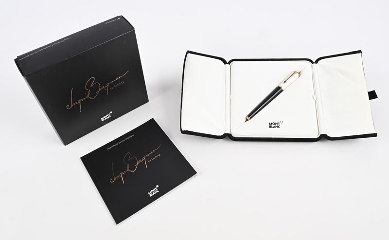 Montblanc Ingrid Bergman la Donna Special Edition 104906 - Roller in Resina Nera e Metallo con La...