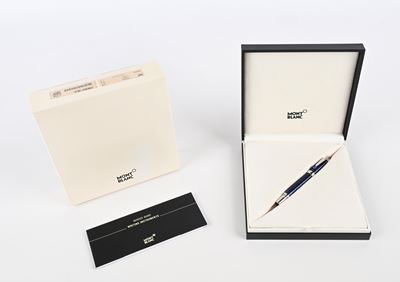 Montblanc Bohème Paso Doble Bleu 104920 - Roller in Metallo con Finiture Platino e Pietra Color Z...