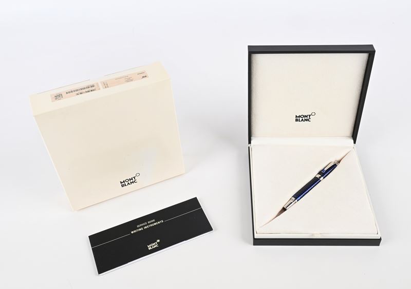 Montblanc Bohème Paso Doble Bleu 104920 - Roller in Metallo con Finiture Platino e Pietra Color Z...
