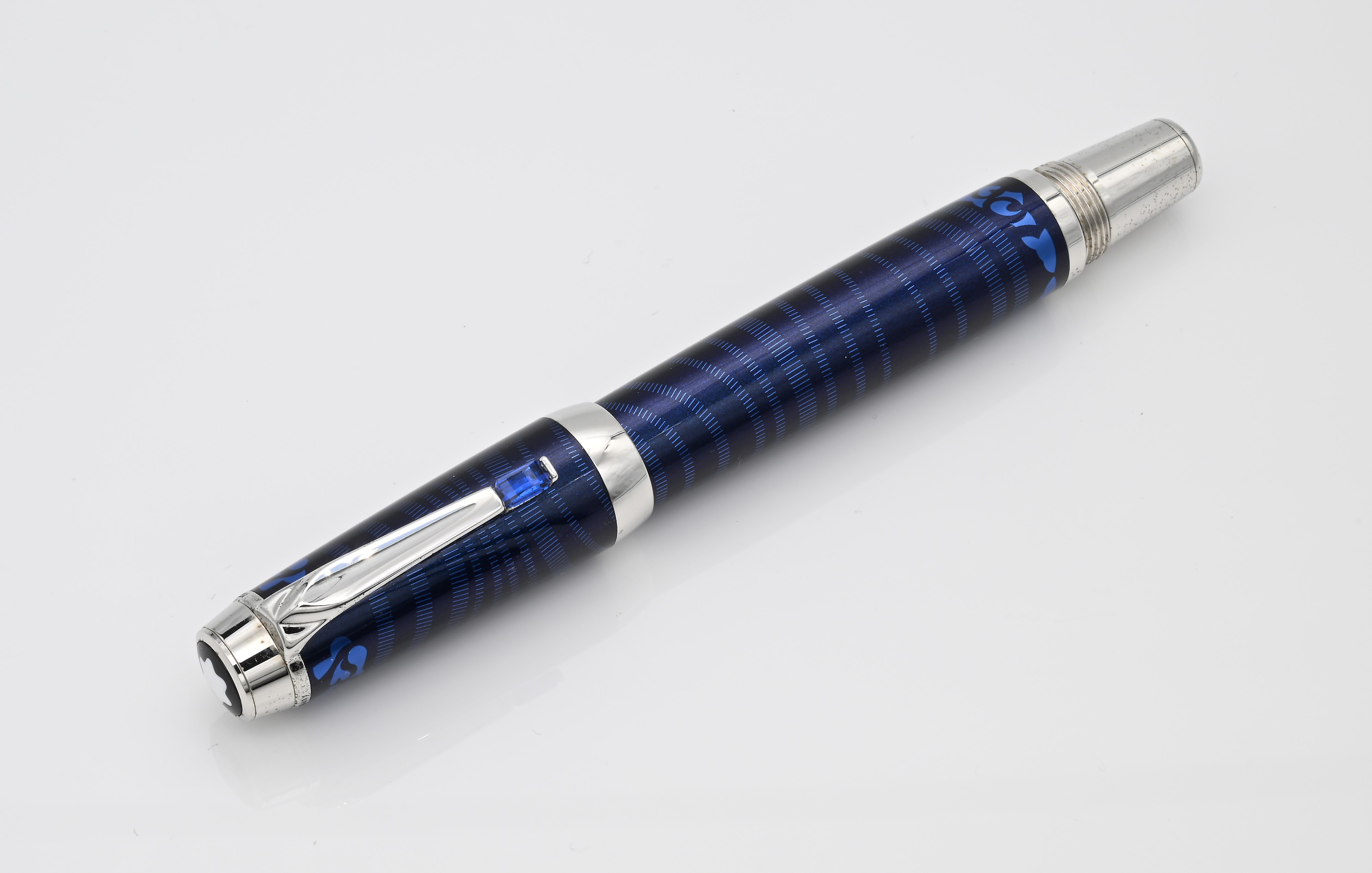 Montblanc Bohème Paso Doble Bleu 104920 - Roller in Metallo con Finiture Platino e Pietra Color Z...