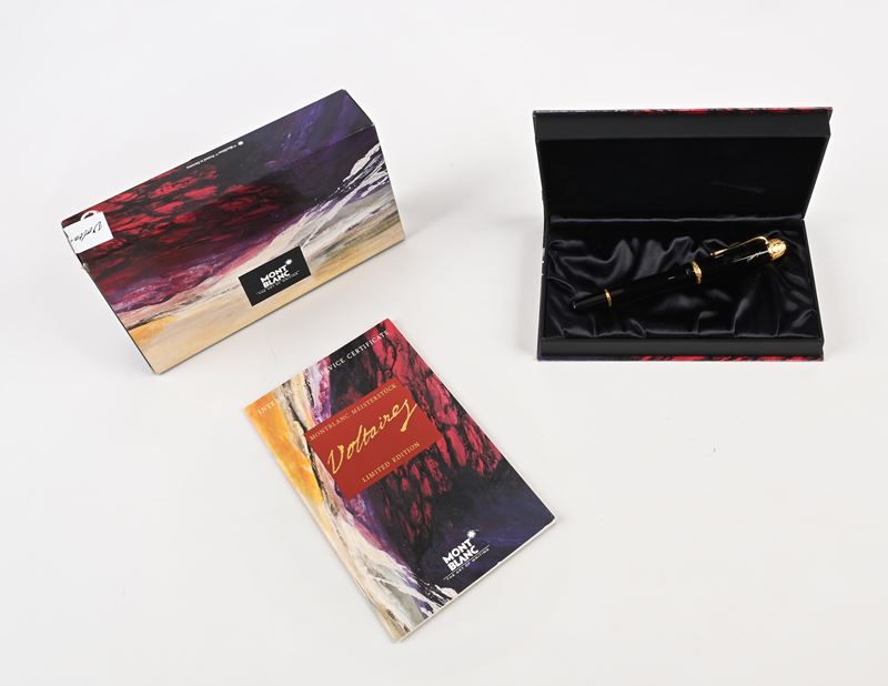Montblanc Meisterstuck Voltaire Limited Edition 28620 - Penna Stilografica in Resina Nera con Par...