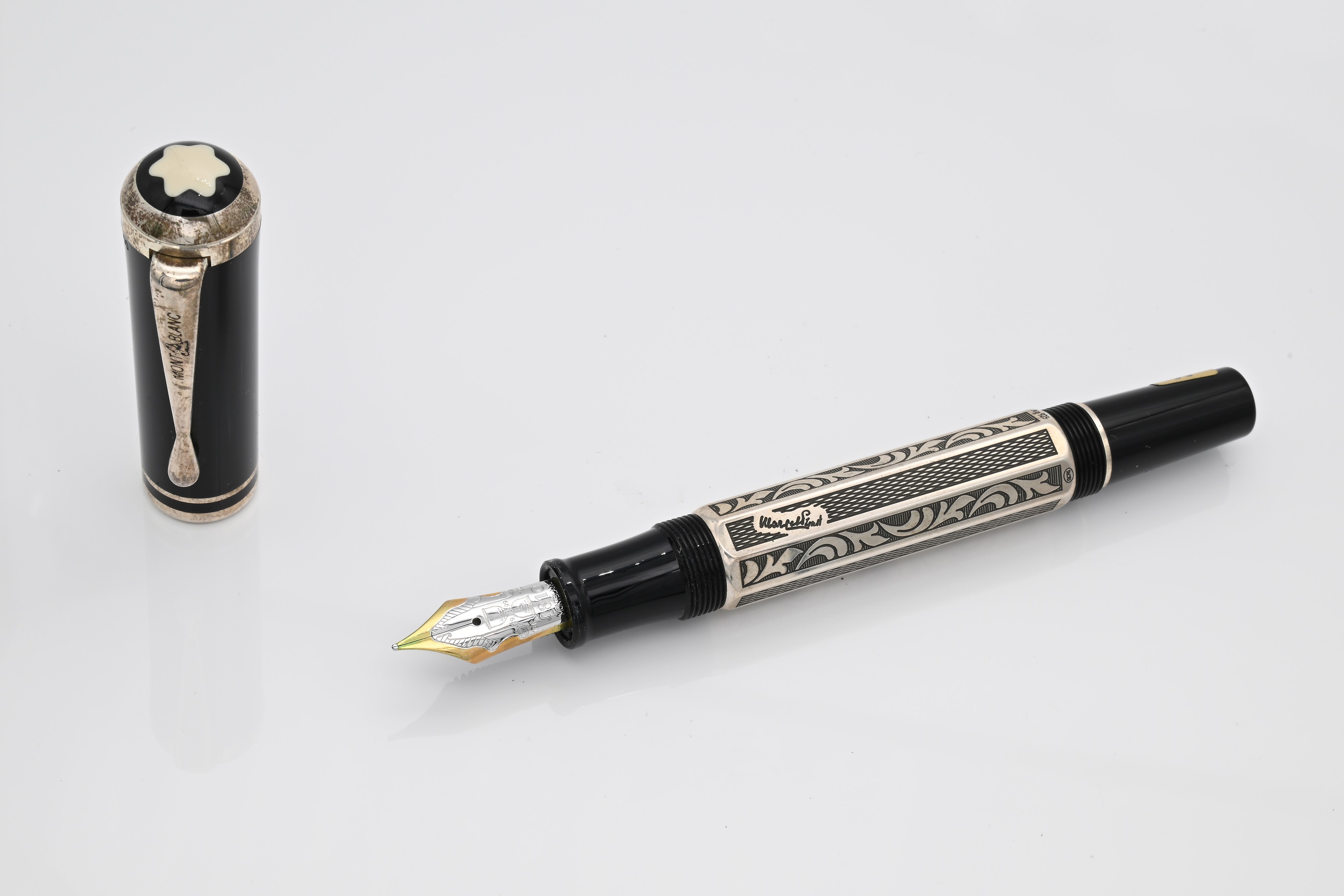 Montblanc Meisterstuck Marcel Proust Limited Edition 28654 - Penna Stilografica in Argento Sterli...
