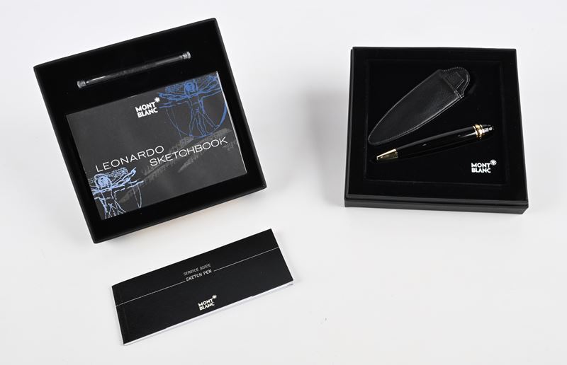 Montblanc Meisterstuck Pix Leonardo Sketch Pen 8882 - Porta Matite Meccanico in Resina Nera con P...
