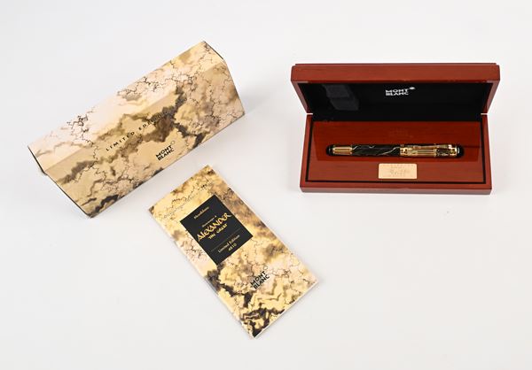 Montblanc Hommage a Alexander The Great Limited Edition 28641 - Penna Stilografica in resina marmorizzata e metallo placcato in oro giallo con smalto nero (18628)