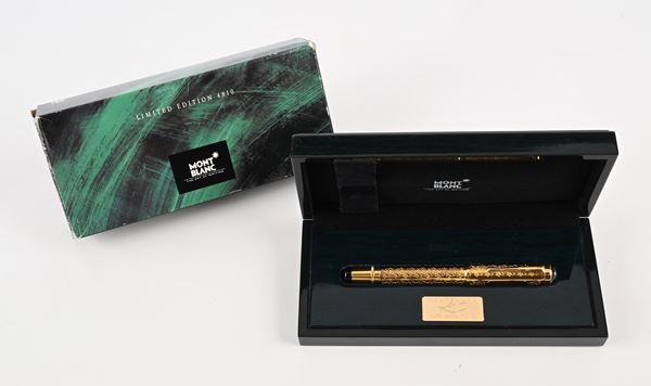 Montblanc Louis XIV Limited Edition - Penna Stilografica in argento Sterling 925/000 plcatta in oro giallo finemente inciso (Mod. 28612)