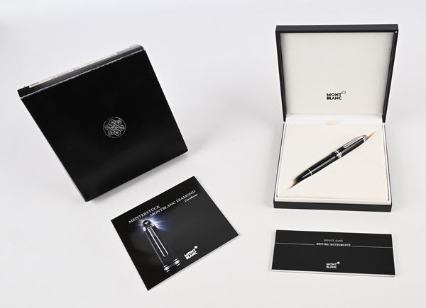 Montblanc Meisterstuck Diamond LeGrand 106126 - Roller in resina nera con particolari platino e diamante nel cappuccio (Mod. 23794)