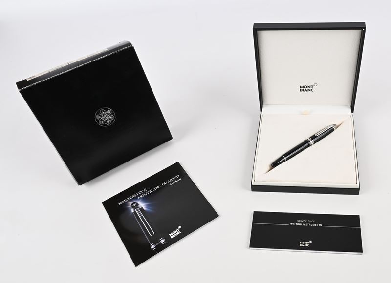 Montblanc Meisterstuck Diamond Legrand 106126 - Roller in Resina Nera con Particolari Platino e D...