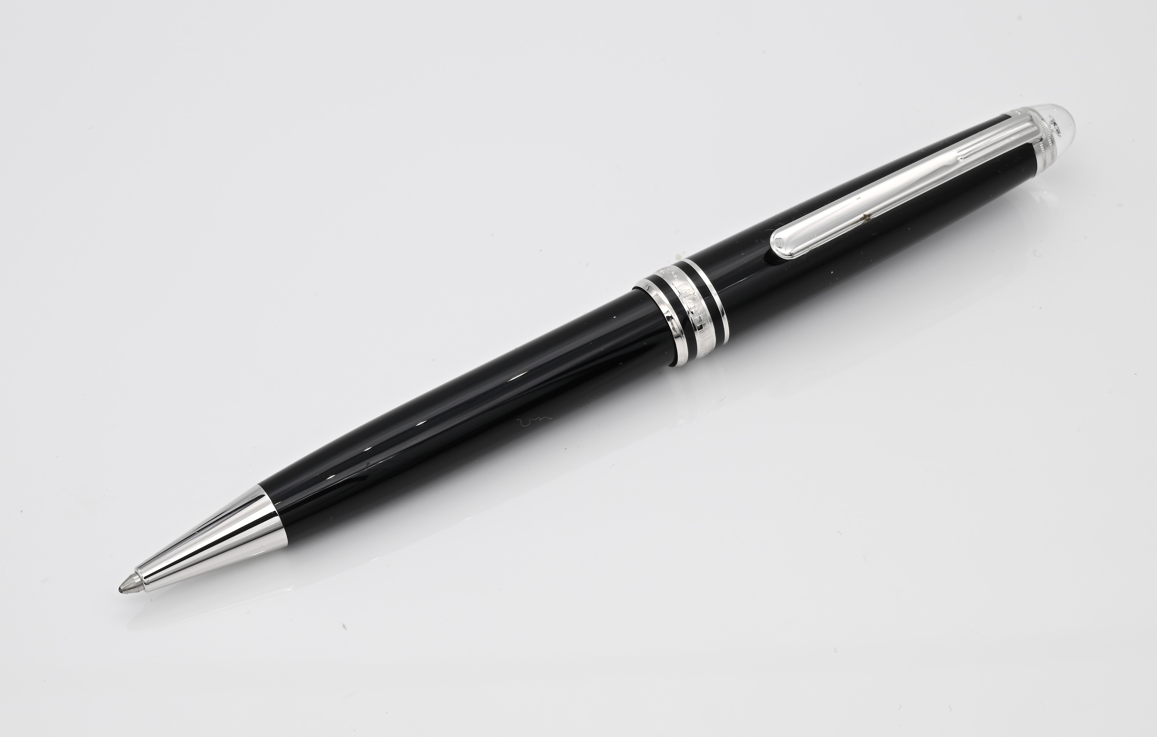 Montblanc Meisterstuck Diamond Classique 105980 - Penna a Sfera in Resina Nera con Particolari Pl...