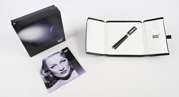 Montblanc Marlene Dietrich Special Edition Mod. 28769 - Penna Stilografica in resina nera e metallo placcato platino con zaffiro ed inserti in madreperla (0101399)