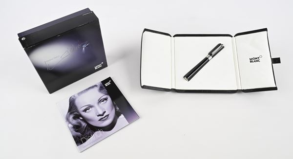 Montblanc Marlene Dietrich Special Edition 0101399 - Penna Stilografica in resina nera e metallo placcato platino con zaffiro ed inserti in madreperla (Mod. 28769)