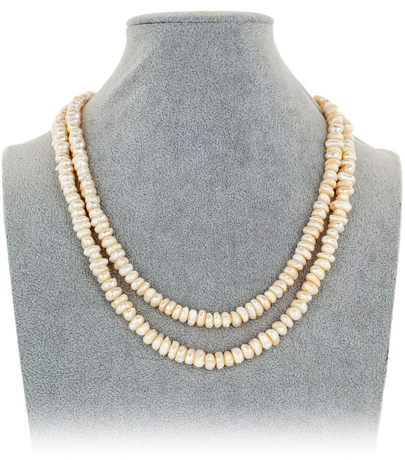 Collana a Torchon in Oro e Perle D'acqua Dolce