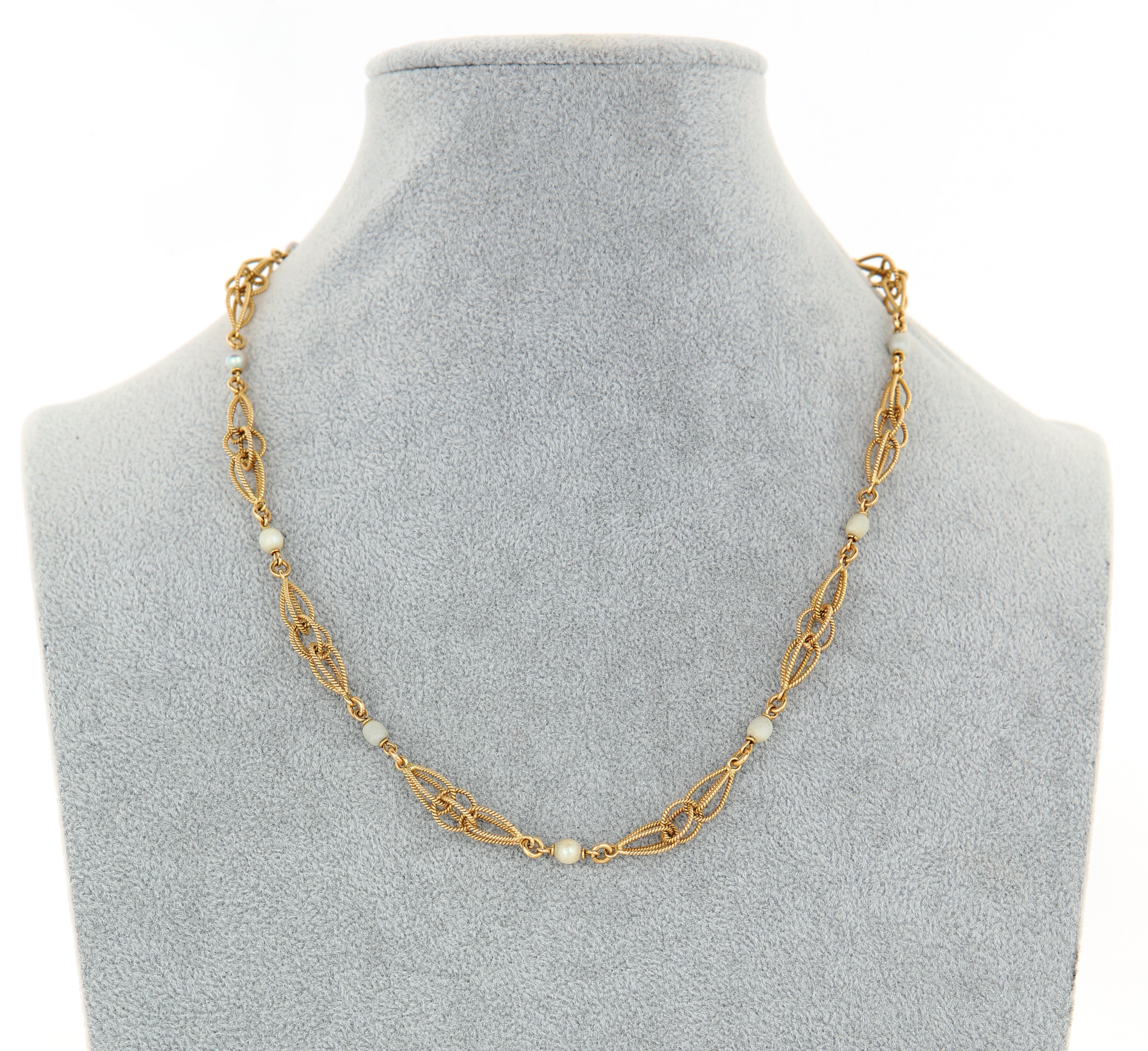 Lunga Doppia Collana in Oro e Perle