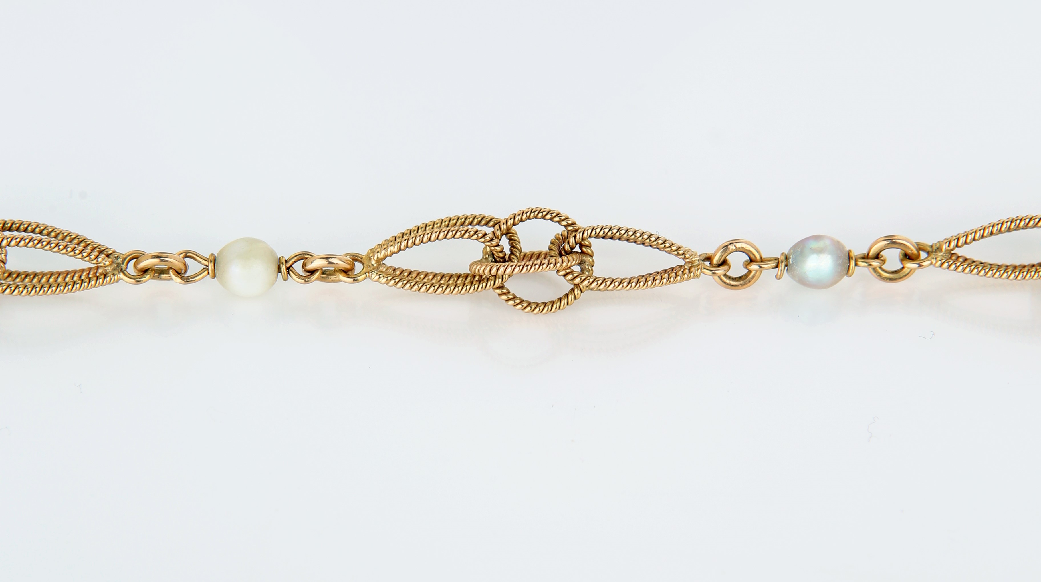 Lunga Doppia Collana in Oro e Perle