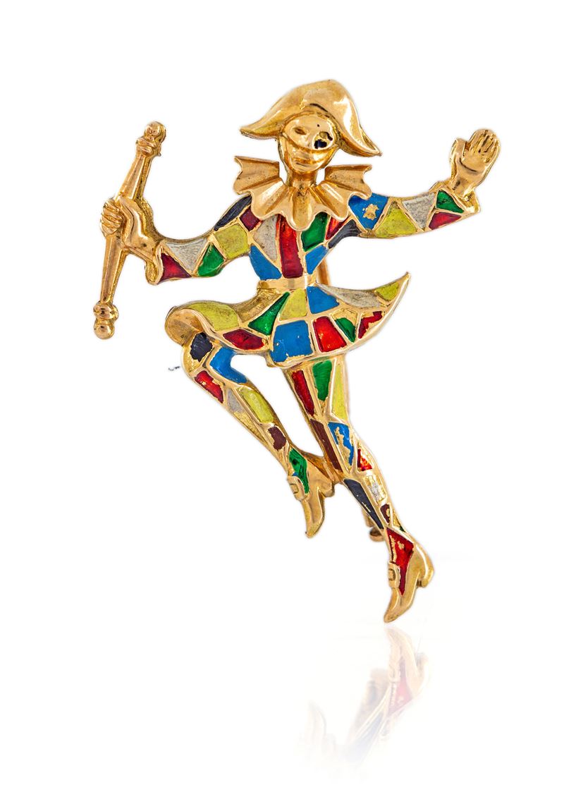 Spilla Arlecchino in Oro e Smalti