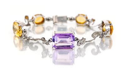 Bracciale in Oro Ametiste, Quarzi Citrini e Diamanti