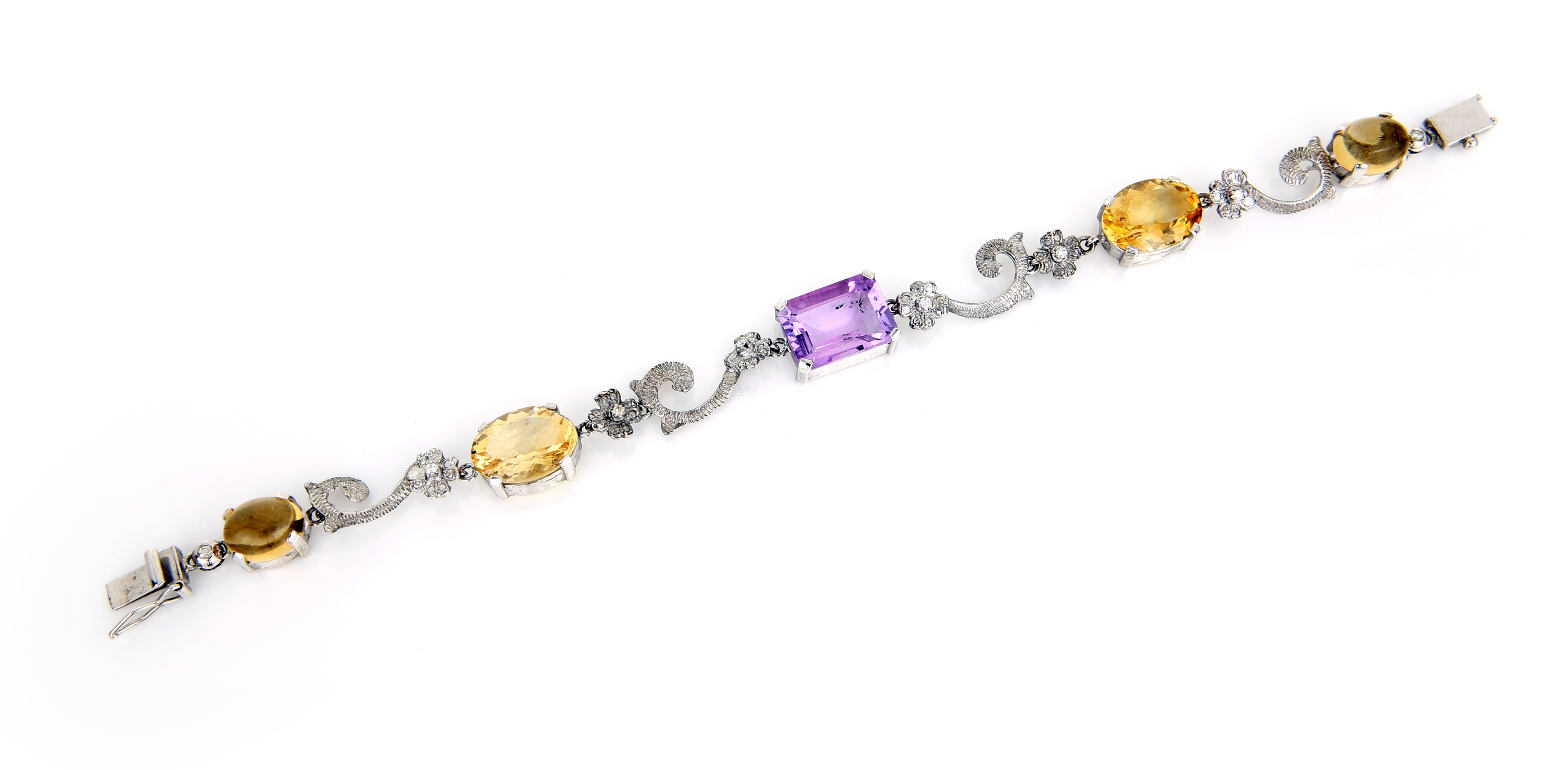 Bracciale in Oro Ametiste, Quarzi Citrini e Diamanti