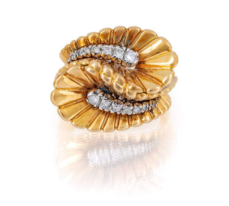 Anello Contrariè in Oro e Brillanti