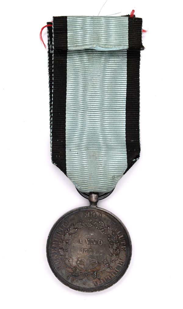 Carlo Moscetti - Medaglia in argento Ai Benemeriti della Salute Pubblica Anno 1884 Umberto I Regno d'Italia 
