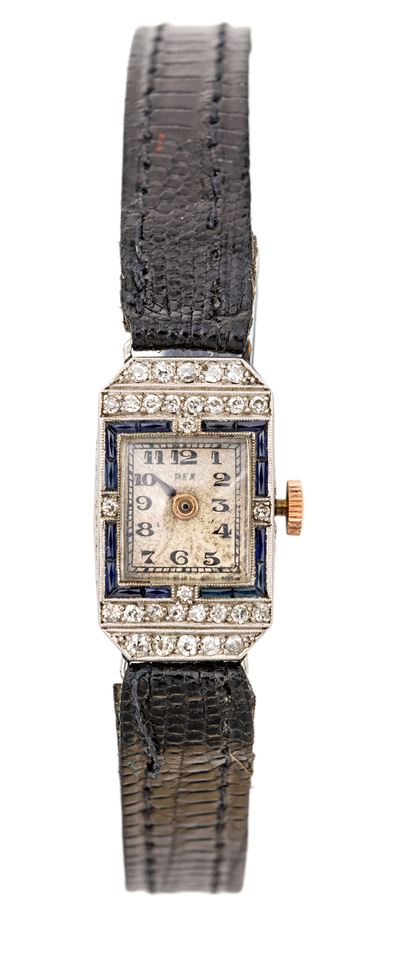 Orologio Polso da Donna in Platino, Brillanti e Zaffiri
