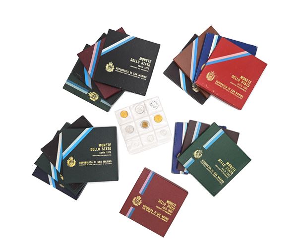 Lotto San Marino: 20 Serie annuali 1972/1986, 2 pezzi 1.000 Lire 1977, Dittico 500 e 1.000 Lire 1984 e 1 rotolino da 20 Lire 1975