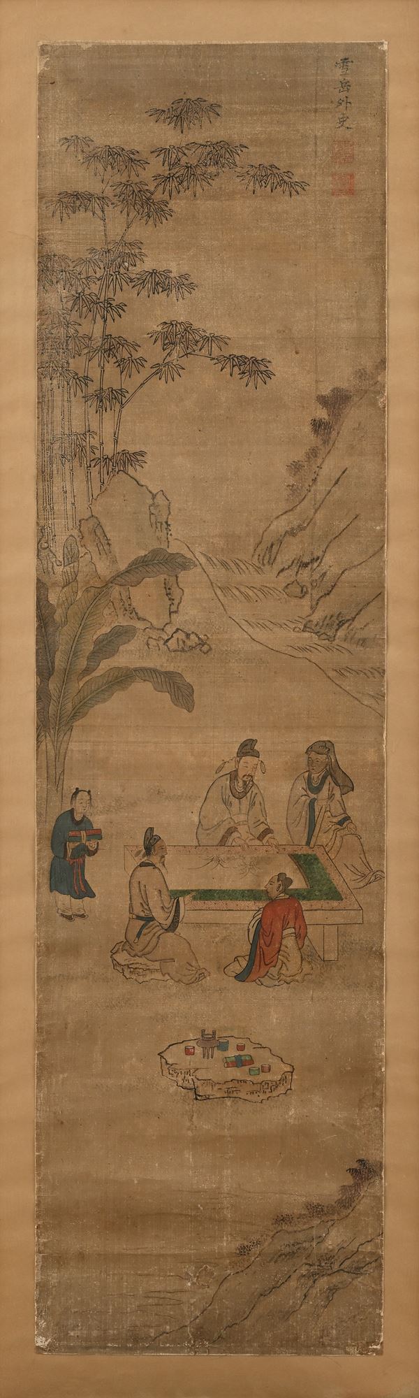 "Lizhou" raffigurante "paesaggio con figure", Cina, dinastia Qing, XIX secolo