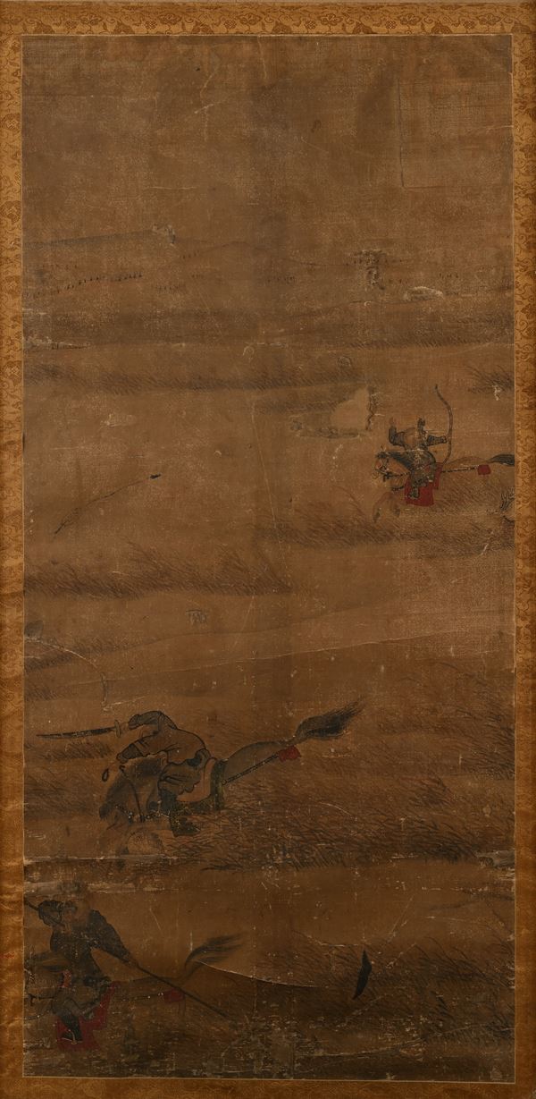 "Lizhou" raffigurante "guerrieri a cavallo", Cina, dinastia Qing, XIX secolo