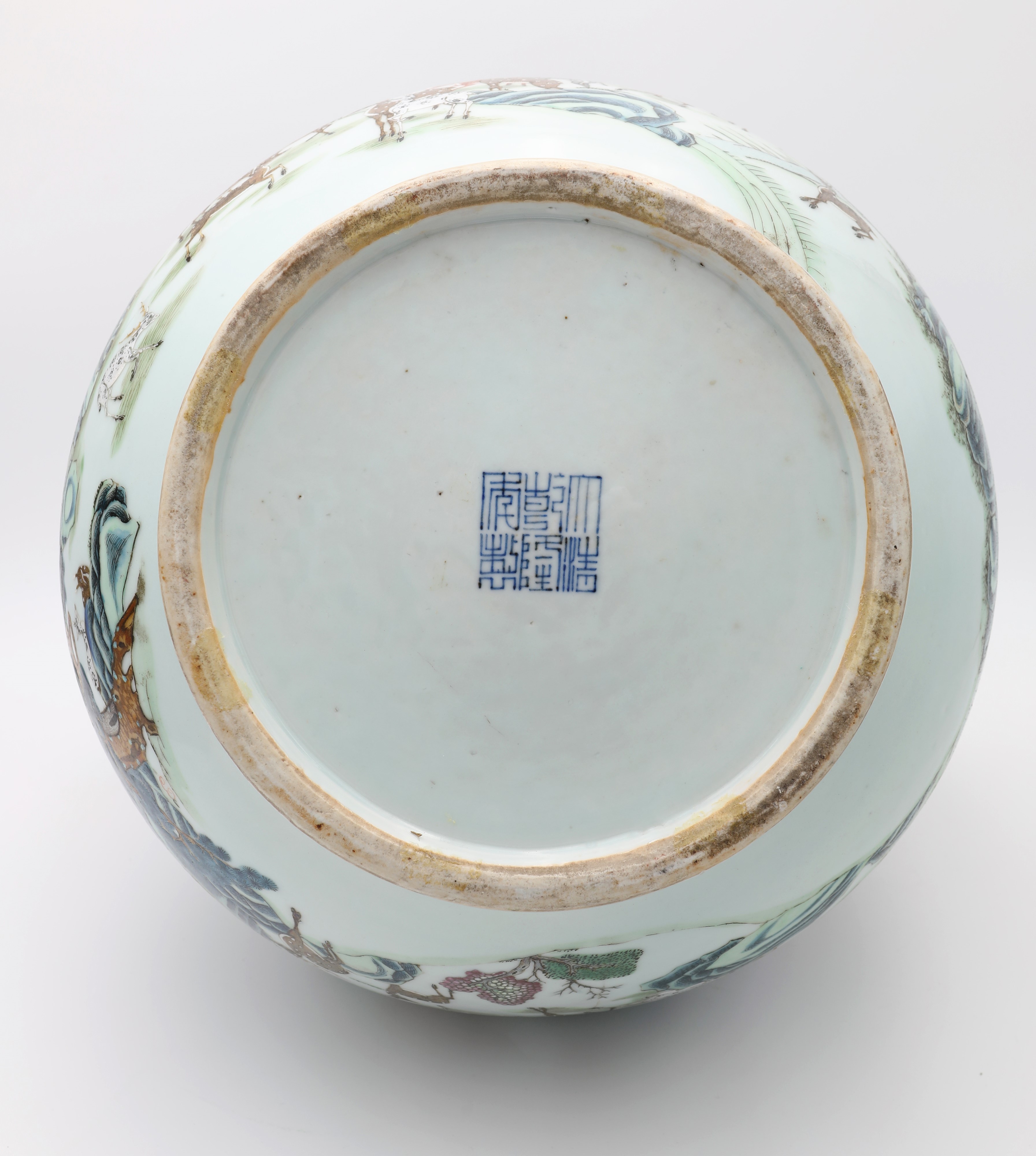 Coppia di Grandi Vasi Biansati "hu" in Porcellana con Decoro "cento Cervi", Cina, Dinastia Qing, ...