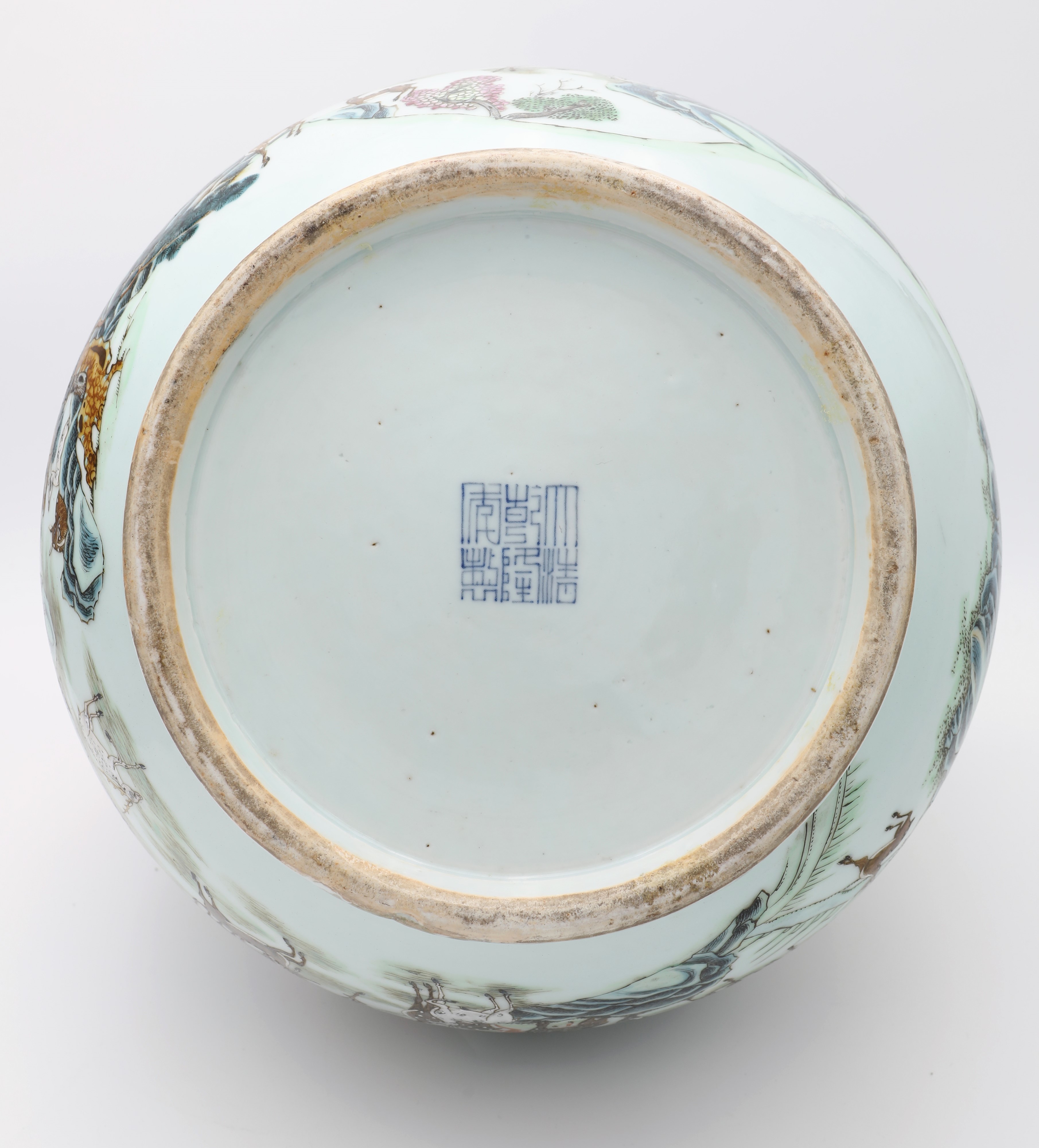 Coppia di Grandi Vasi Biansati "hu" in Porcellana con Decoro "cento Cervi", Cina, Dinastia Qing, ...