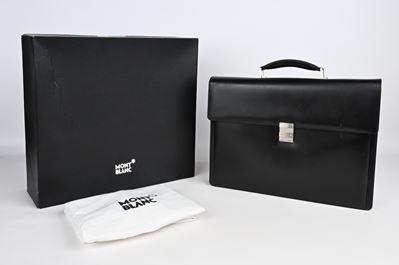 Montblanc Meisterstuck Double Gusset Briefcase With Strap - Borsa in Pelle Color Nero (35793)