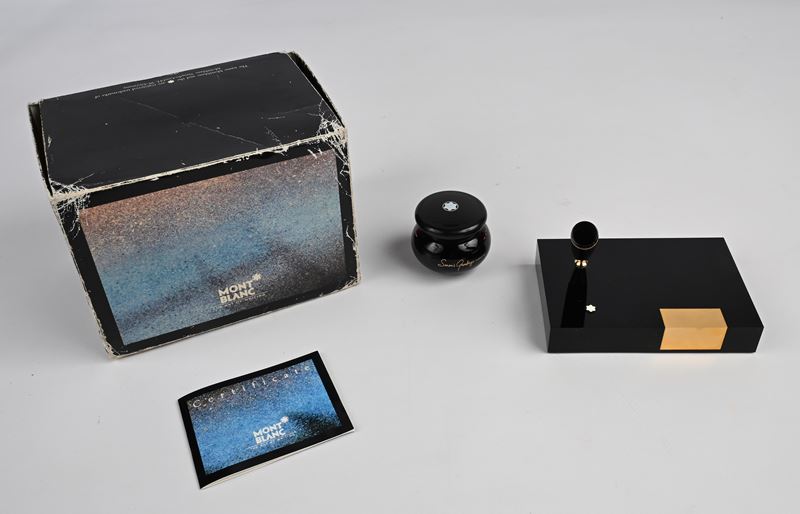 Montblanc Meisterstück Desk Pen Holder 19144 - Stiloforo con Boccetta D'inchiostro Nero