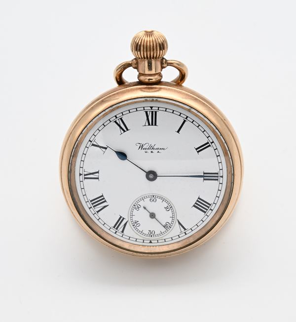 A.W.W. Co. Waltham U.S.A. - Orologio da tasca a carica remontoir in metallo dorato