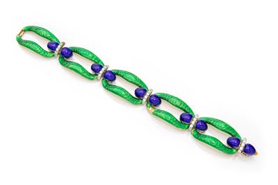 Bracciale in Oro, Smalti e Brillanti