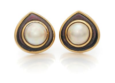 Marina Bulgari, Coppia di Orecchini in Oro e Perle Mabè