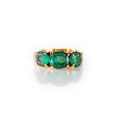Anello a Riviera in Oro e Smeraldi