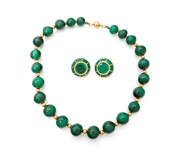 Parure in oro e malachite