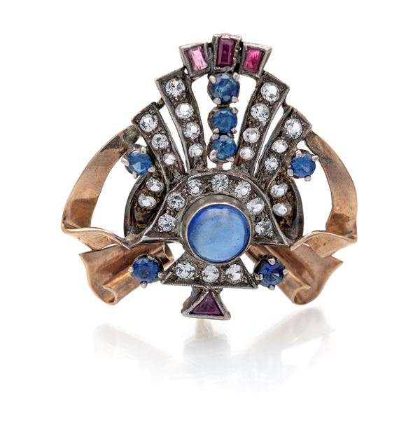 Spilla in oro e pietre