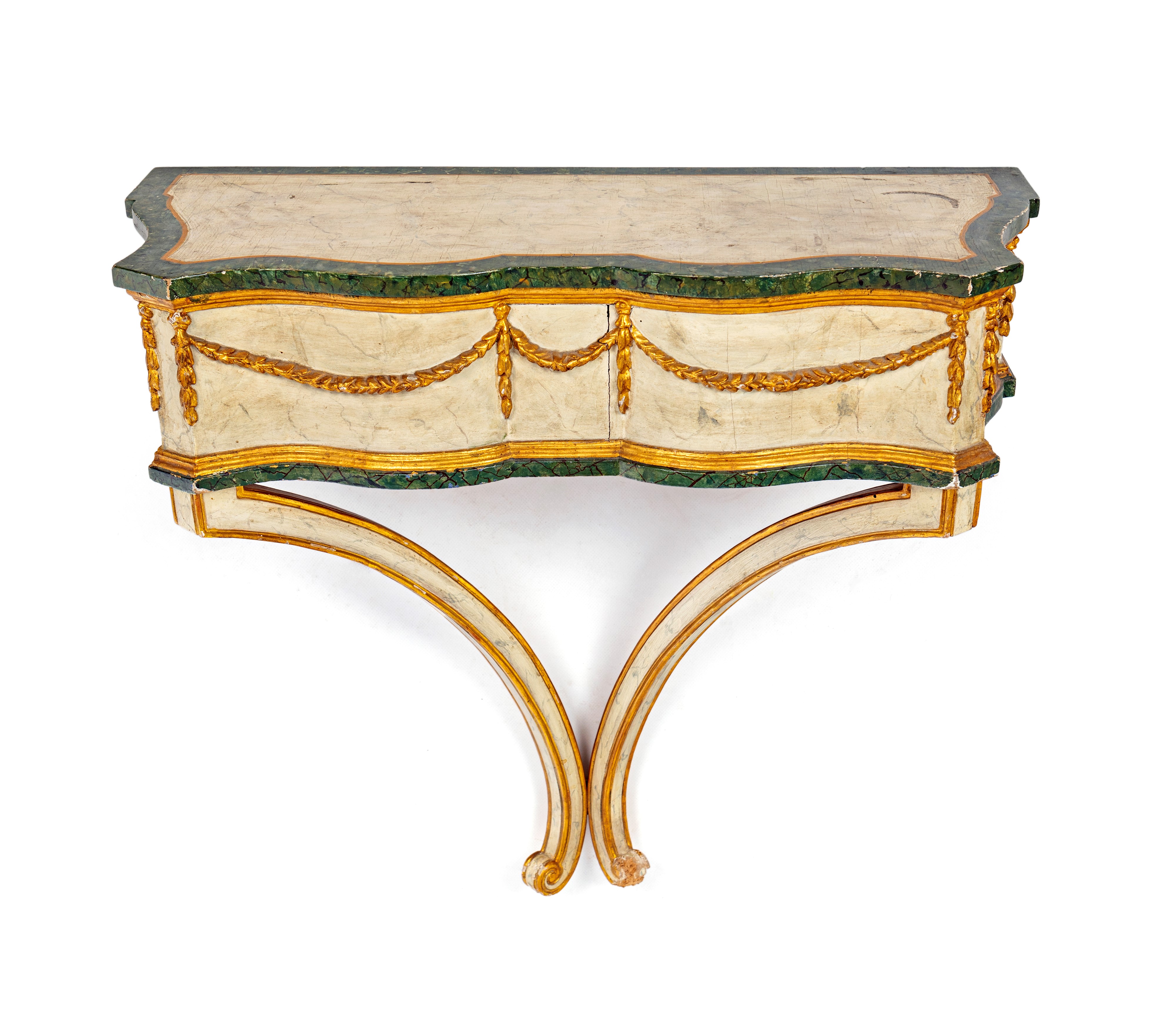 Coppia di piccole consoles d'applique in legno laccato