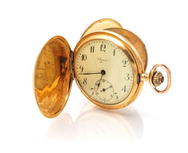 Izam - Orologio da tasca doppia cassa in oro